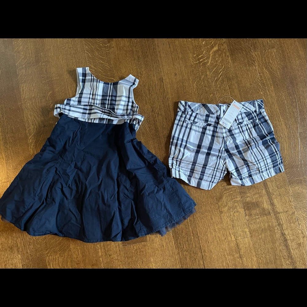 Gymboree matching dress Sz 3, NWT boys shirts Sz 7
